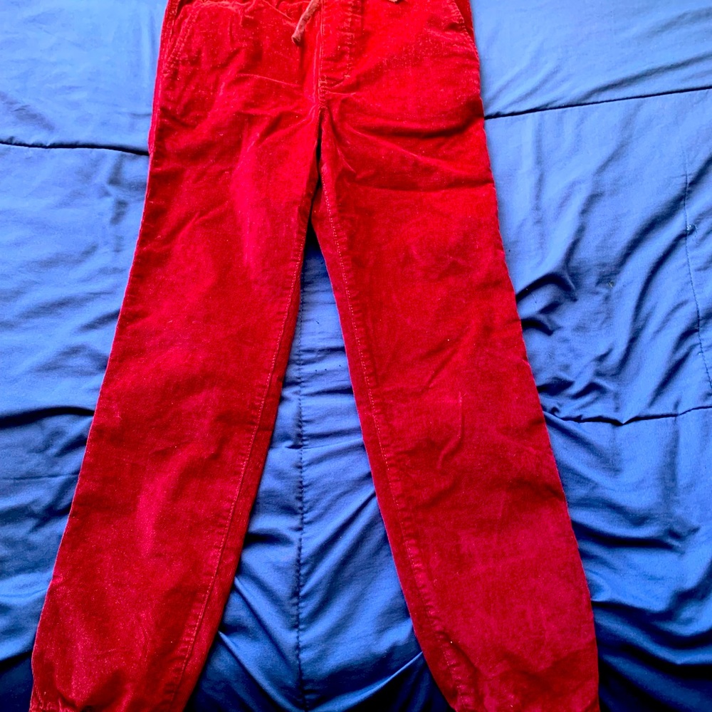 Red velvet pants